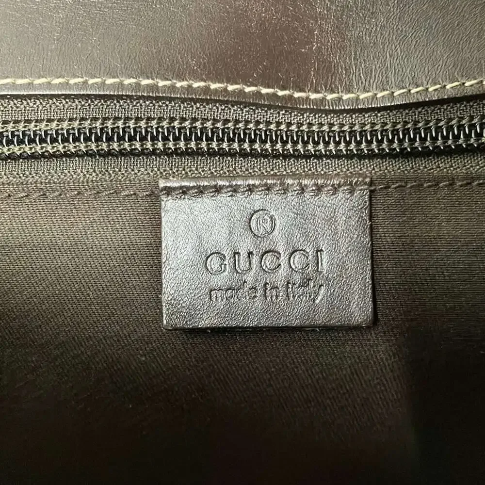 Gucci GG Plus/GG Supreme Handbag 223650 Beige Dark Brown PVC Leather